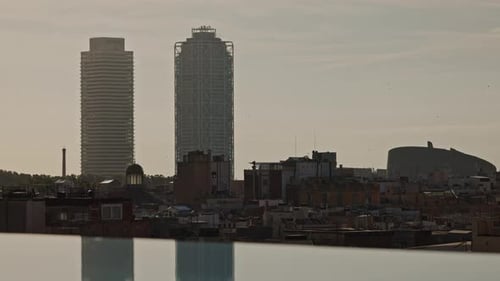 Barcelona Skyline Shot From High Vantage Point in City Centre