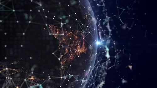 Futuristic Earth with Global Digital Network and Data Connections