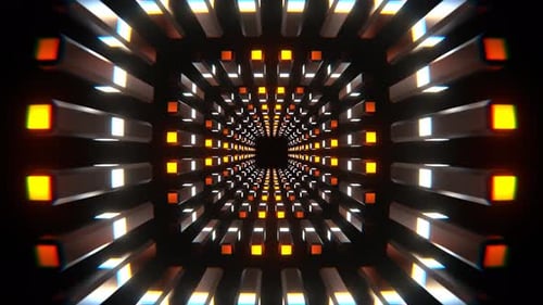 Orange And White Neon Columns Tunnel Background Vj Loop In 4K