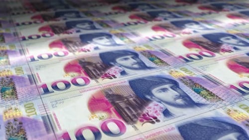 Georgia Lari money sheet printing seamless loop