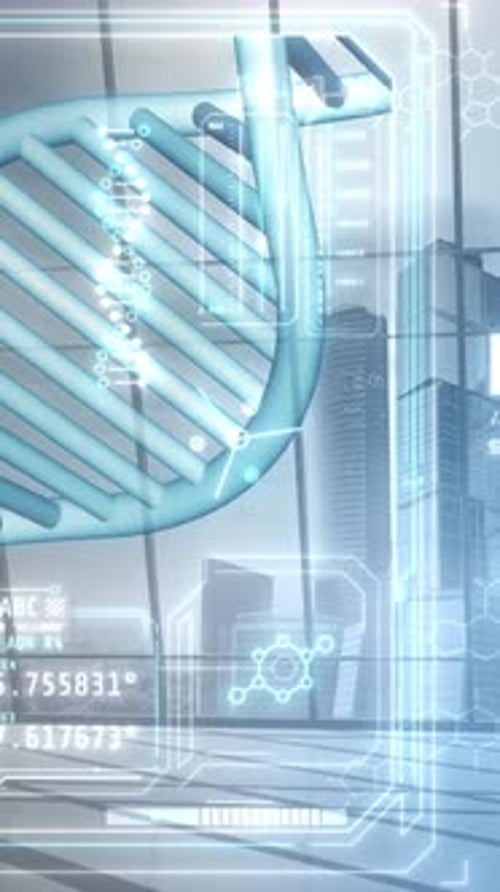 Projection of an Infographic About DNA on an Office Background