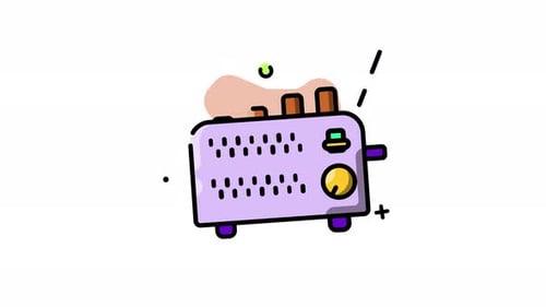Animated Toaster Flat Design Icon for Breakfast Theme