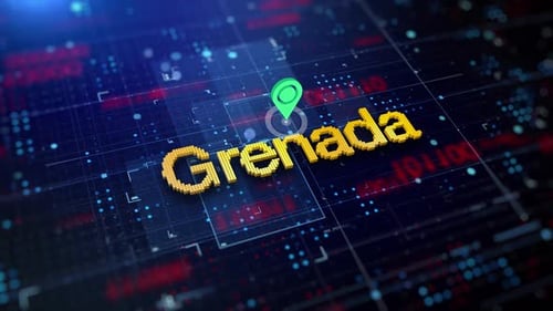 Pixelierter Name des Landes Grenada