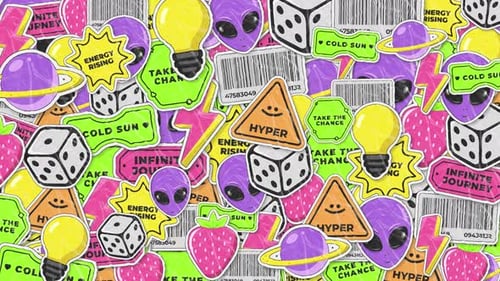 Dynamic Pop Art Sticker Collage Background Animation