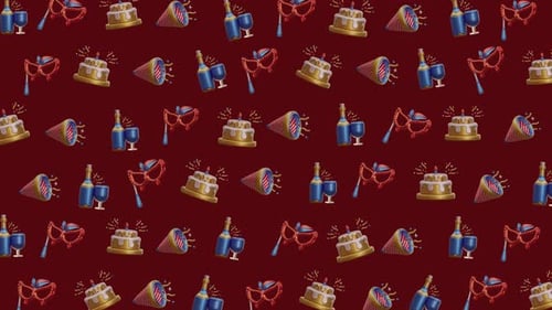 Festive Celebration 3D Icons Seamless Loop Background