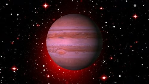 Jupiter planet on 360 degree rotating with galaxy background