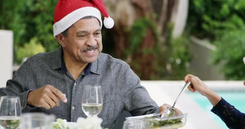 Family Christmas Meal Celebrations Outside