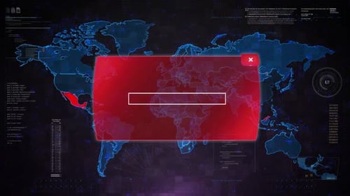 Hacking Detected Alert on Global Digital Interface with World Map