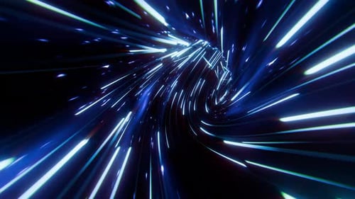 Neon Light Trails Tunnel 01 4K