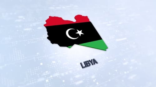 3D Map of Libya with National Flag Animation