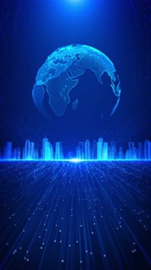 Smart City Abstract Line Dot Connect with Gradient Line Big Data Connection Technology Digital Waves