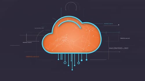 Infográfico de processos de computação em nuvem e rede de dados