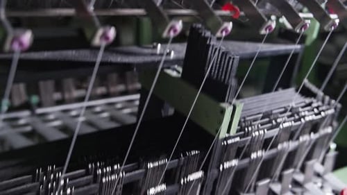 Close Up of Textile Machine in Slow Motion