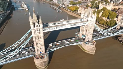 Iconic Tower Bridge Connecting London with Southwark on the Thames River