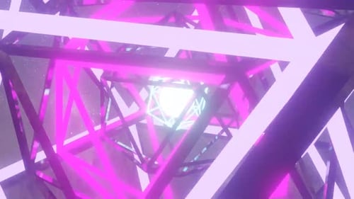 Neon Purple Icosahedron Background Loop Background