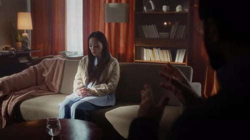 Woman at Home Talking to Therapist