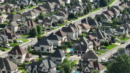 Aerial view of dense housing projects single family homes_1