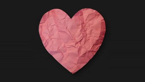 Crumpled Paper Heart Unfolding Reveal Animation