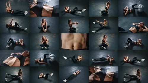 Comprehensive Bodyweight Training Session By Female Athlete in Gym Aerial Perspective