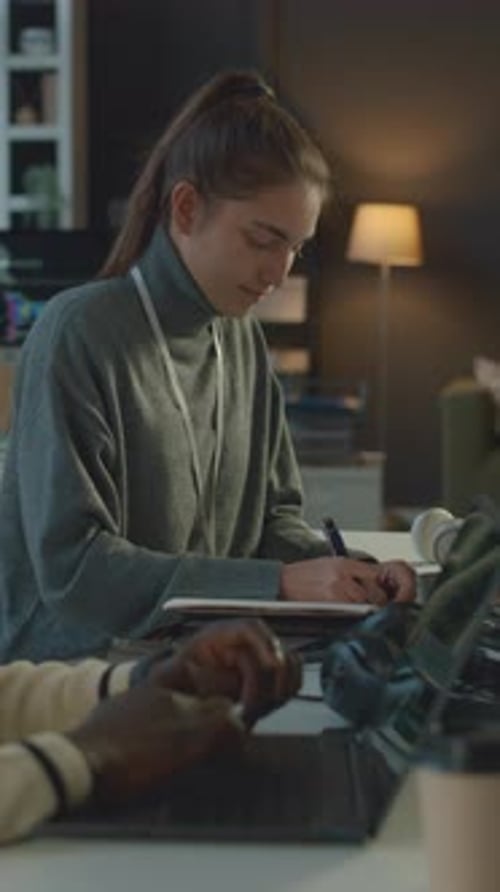 Female Programmer Working in Office with Colleagues