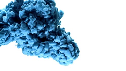 Blue Ink in Water on a White Background Filmed on a Highspeed Camera at 1000 Fps