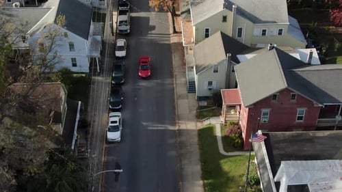Aerial View of Quiet Suburban Neighborhood