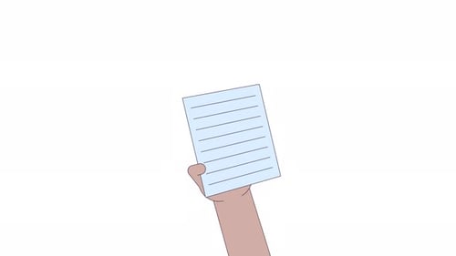 Holding Business Paper Line 2D Character Hand Animation