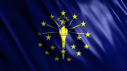Waving Indiana State Flag Realistic Animation