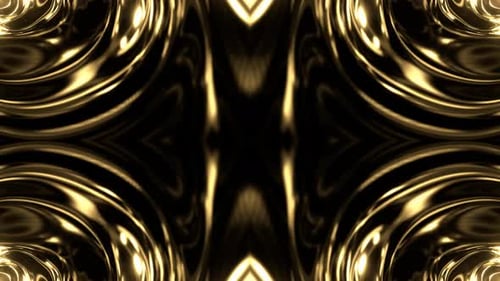 Golden Symmetrical Psychedelic Fluid Animation Background Vj Loop In 4K