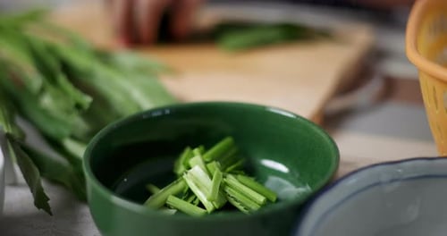 Fresh Food Preparation with Chopped Greens