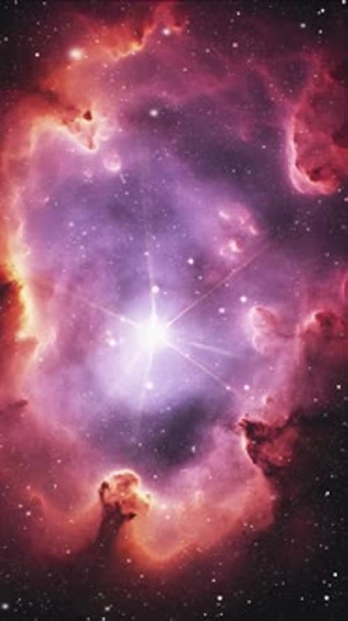 Vibrant Cosmic Nebula with Lens Flare Animation