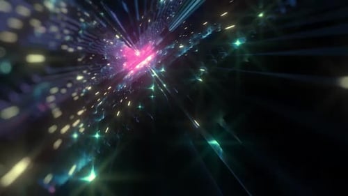 Futuristic Digital Tunnel with Glowing Cyber Data Stream Background