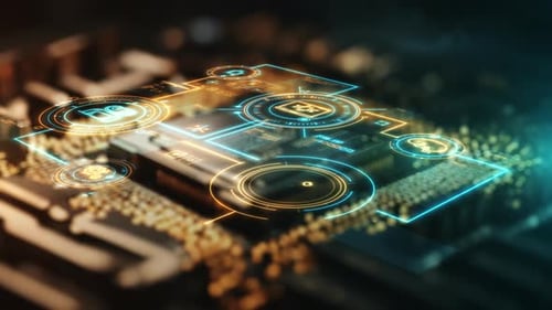 The Processor Controls Robotic Systems Infographics in 3D Space