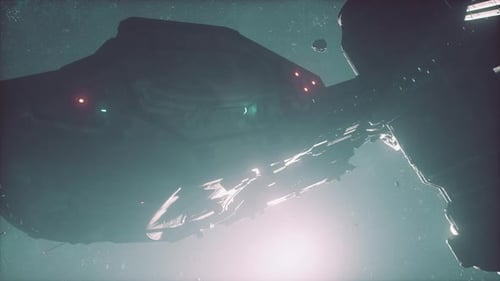 Futuristic Spaceship Flying in Deep Space Cinematic Animation