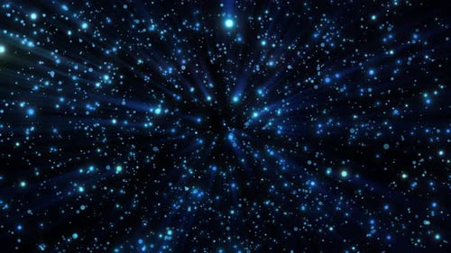 Abstract Blue Glowing Particles Bursting Background Loop