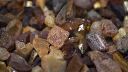 top view of big pile of raw amber stones