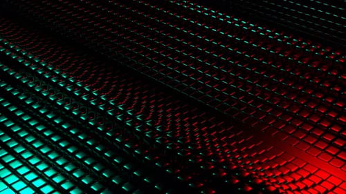 Türkisfarbener und roter Cyberwellen-Hintergrund Vj Loop I 4K