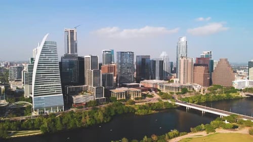 4K Drone Footage of Downtown Austin, TX on a Hot Summer Day 2023