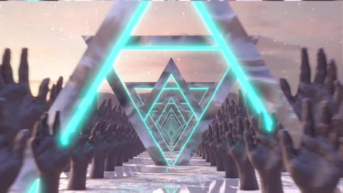 Abstract Geometric Tunnel Logo Reveal with Reflective Triangles