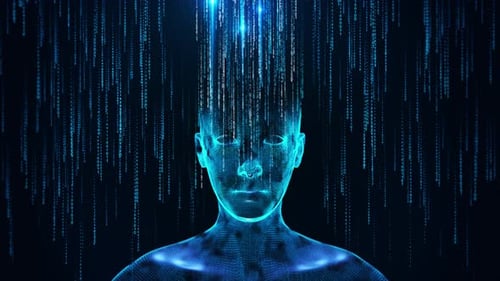 Menschliches Gehirn oder Deep Learning oder KI Künstliche Intelligenz Gehirnanimation Menschliches Gehirn VS künstlich