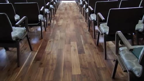 Empty Synagogue Sanctuary, In the Aisle Facing the Bimah, Tilt