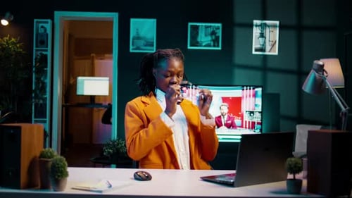 Portrait of University Student Participating in e Learning Courses