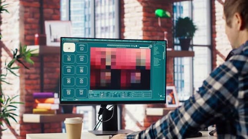 Funcionário em escritório doméstico está criando software de IA que transforma mensagens de texto em fotos
