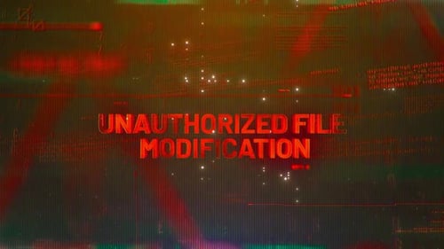 Digital Glitch Effect With Unauthorized File Modification Text
