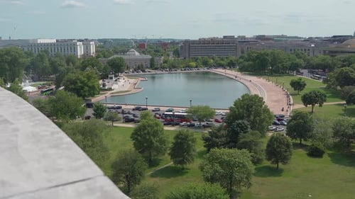 Aerial view of Ulysses S. Grant Memorial and Capitol Reflecting Pool in Washington, DC