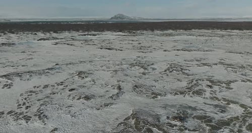 Untouched Frigid Landscape of Iceland in the Wintertime - Aerial