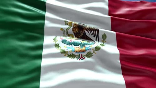 Realistic Waving Mexican Flag Seamless Loop