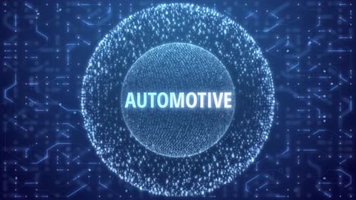 Automotive Concept over Matrix sphere on circuitry background.
