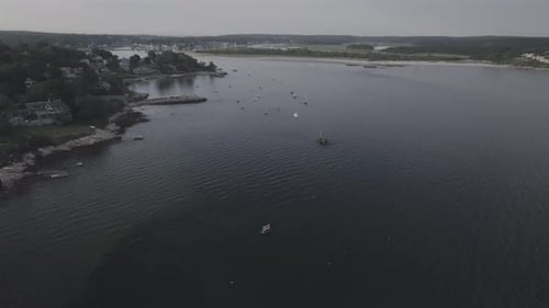 Aerial view of Gloucester harbor, United States.