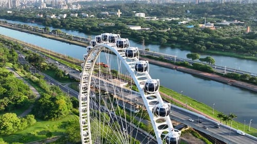 Landmark Ferris Wheel Entertainment at Downtown Sao Paulo Brazil.